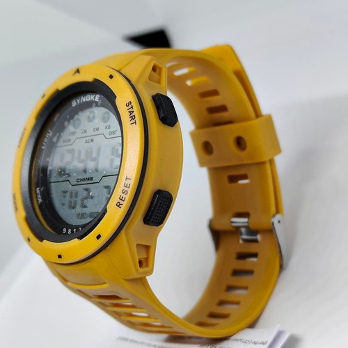 Synoke digital sports watch with yellow strap new