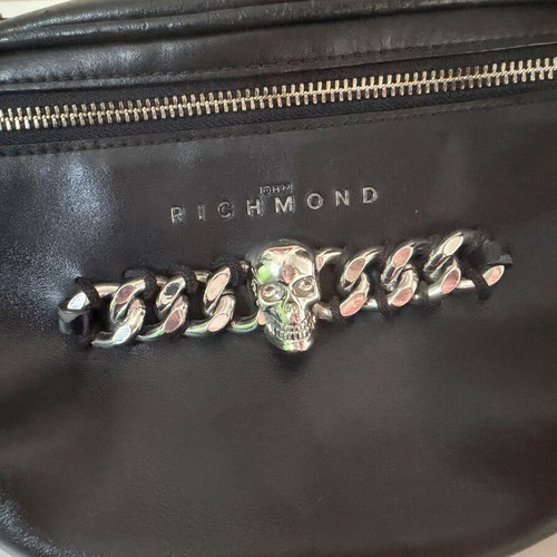 John Richmond black belt bag crossbody with skull and chain