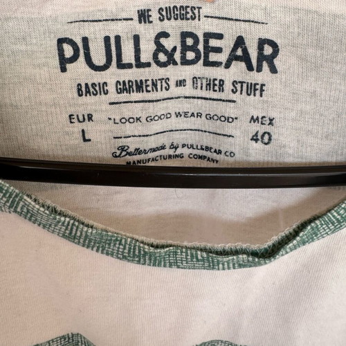 Πουκάμισο Pull & Bear μεταχειρισμένο, μέγεθος large, άσπρο και πράσινο