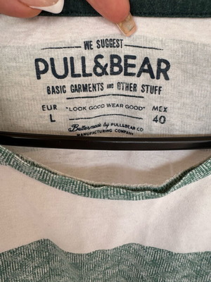 Πουκάμισο Pull & Bear μεταχειρισμένο, μέγεθος large, άσπρο και πράσινο
