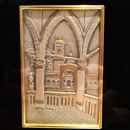 Set of 4 Handmade .925 Silver Relief Paintings new