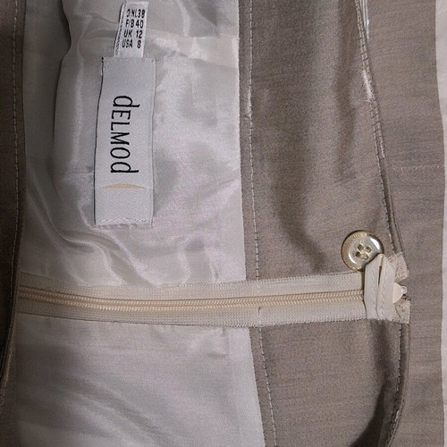 Delmod skirt and jacket set used, gray and beige, size 36-38