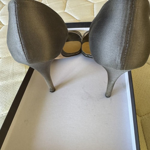 Vassilis Zoulias satin gray leather sandals like new, size 36