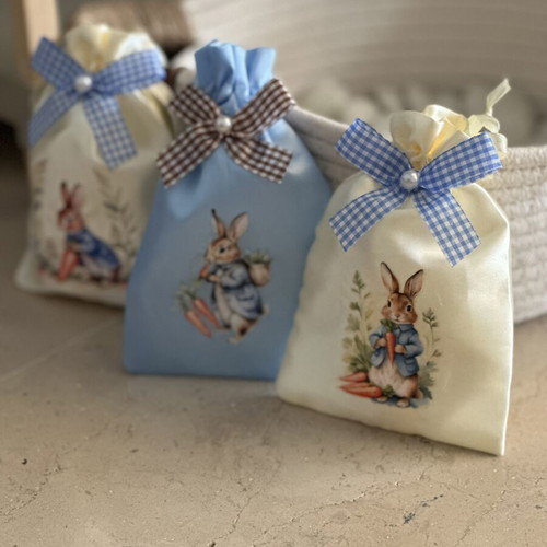 Peter Rabbit Satin Baptism Favor Bags New, 232 Pieces