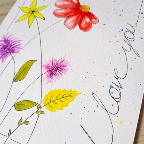 Watercolor painting new 15.5x20.5 cm handmade