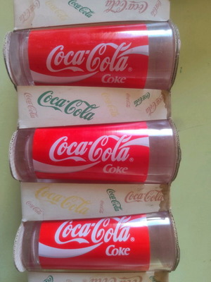 Coca Cola 90's glasses new, set of 3 pieces