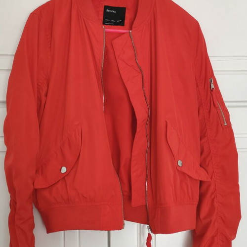 Bershka bomber lightweight summer jacket, red, size L