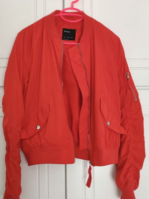 Bershka bomber lightweight summer jacket, red, size L