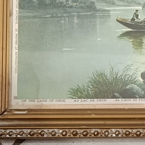 Old framed picture with glass, used, 31x25 cm