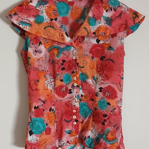 Bel Giorno vintage floral shirt with large collar