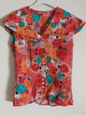 Bel Giorno vintage floral shirt with large collar