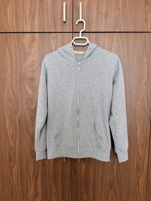 Grey zip-up hoodie sweatshirt slim fit, size XL