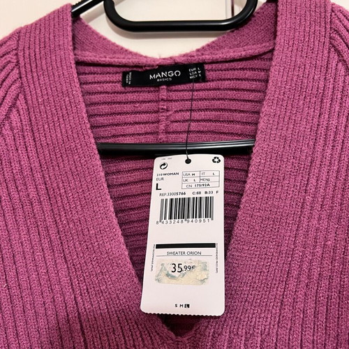Mango pink sweater new, size L