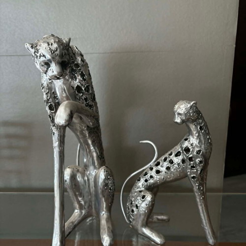 Set of 2 porcelain panthers new
