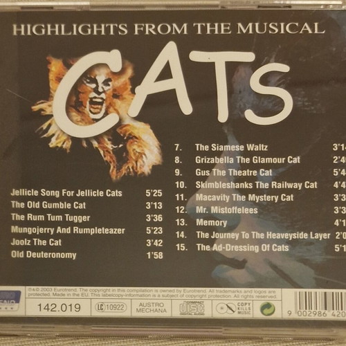 Cats Highlights from the Musical CD like new, Andrew Lloyd Webber