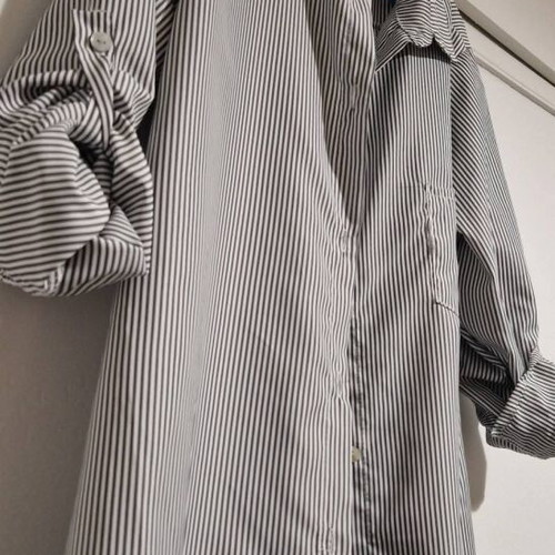 Grey striped shirt new, one size oversized