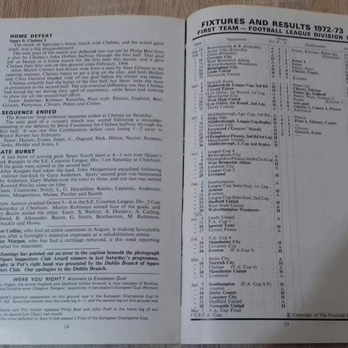 Official Tottenham-Olympiakos match program 25 October 1972 like new