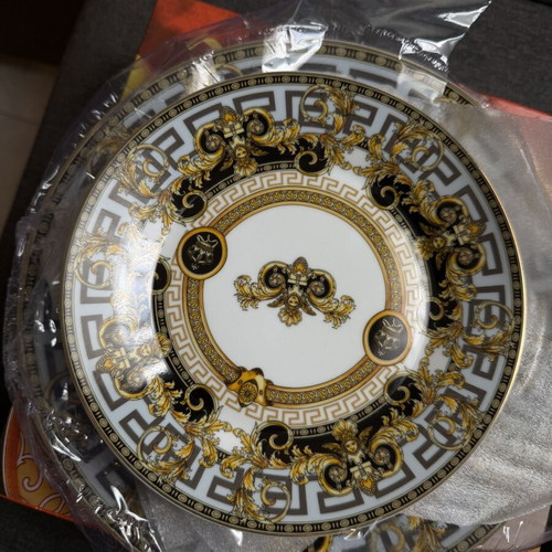Versace Italy G-7602-7 Porcelain Dessert Plate Set 7pcs with 2 Cups
