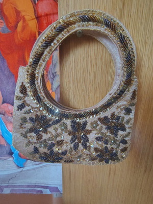 Beaded bag like new, 2000s style, black and brown