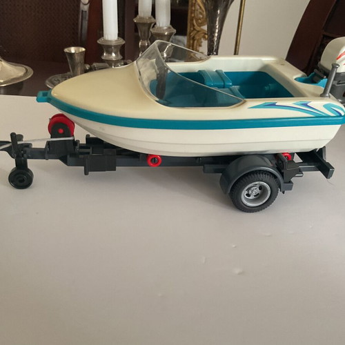 Playmobil car with trailer and boat like new