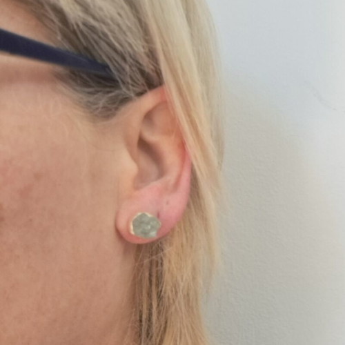 Silver Earrings 925 with Raw Aquamarine Stones Handmade
