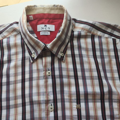 NCS men's cotton checked long-sleeve shirt, size L