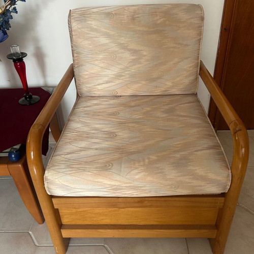 Armchairs with storage space used, set of two with cushions