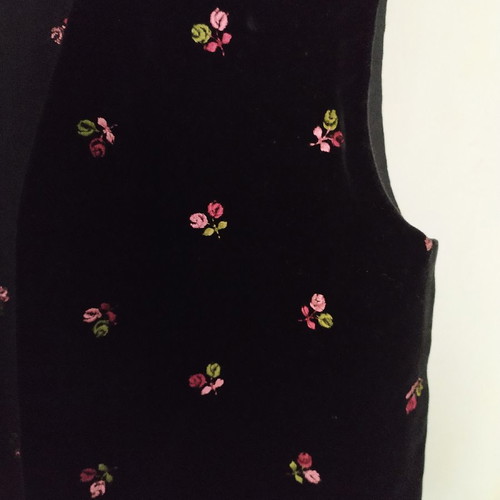 Vintage vest handmade black embroidered velvet like new