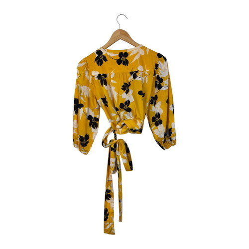 BCBG Max Azria Floral Print Wrap Blouse S like new, cotton