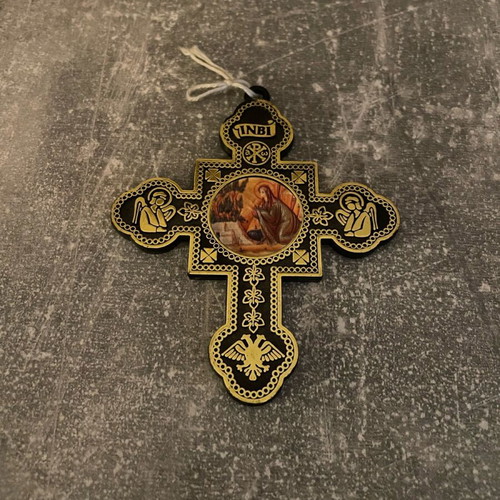 Wooden cross with the image of Virgin Mary like new