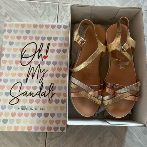 Oh My Sandals girls' sandals size 37 like new, beige and gold