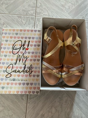 Oh My Sandals girls' sandals size 37 like new, beige and gold
