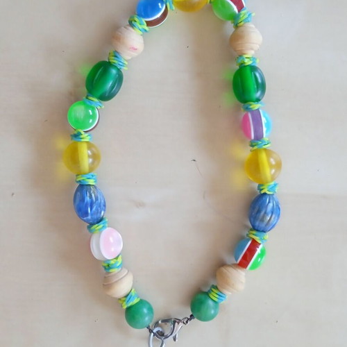 Vintage Tutti Frutti πολύχρωμο χειροποίητο κολιέ με χάντρες