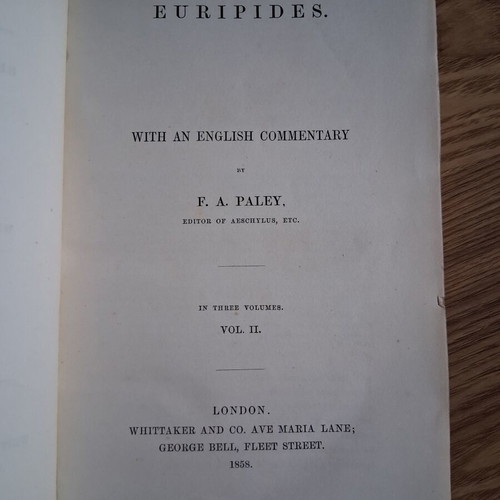 Euripides with English Commentary by F.A. Paley, used, 3 volumes