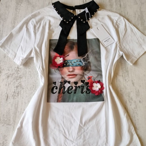 Bratan T-shirt new with collar and stones