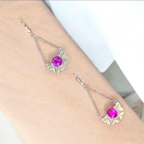 Boho earrings new with purple stone