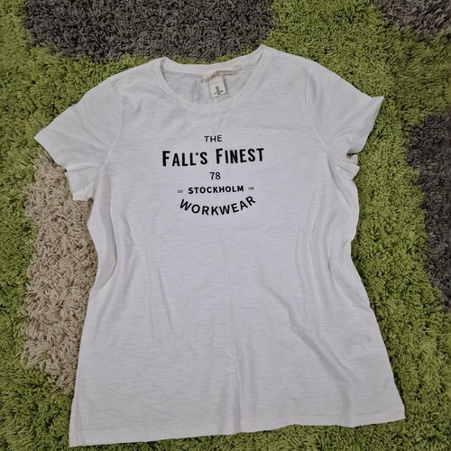 H&M Women Cotton T-Shirt Size L Like New Black and White