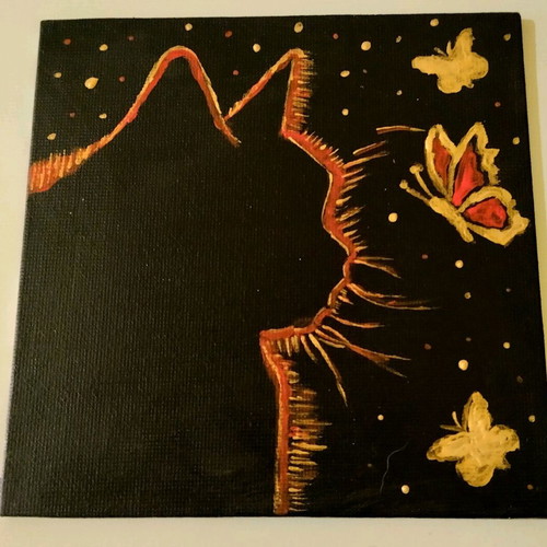 Canvas painting with cat motif new, acrylic 13×13 cm