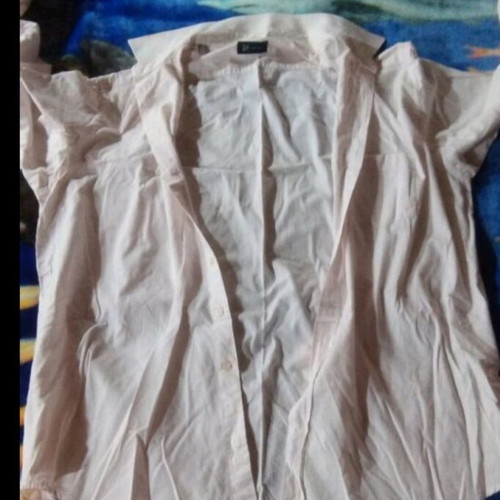 Dur men's striped dress shirt XXL like new, white and pink