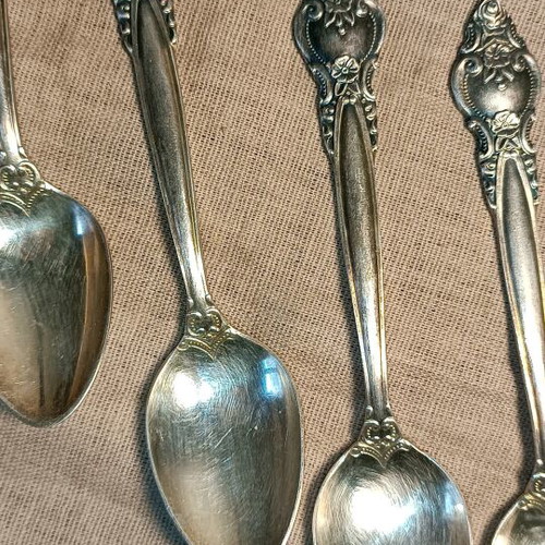 Vintage dessert spoons used, set of 5 pieces
