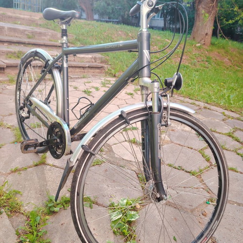 Ecorider 28" city bicycle, silver, Shimano gears, front suspension