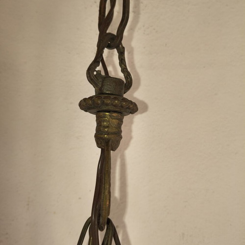 Retro brass ceiling light used, for one E14 bulb, antique copper