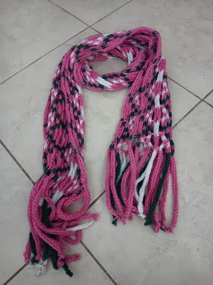 Women's scarf like new, pink multicolor with fringes
