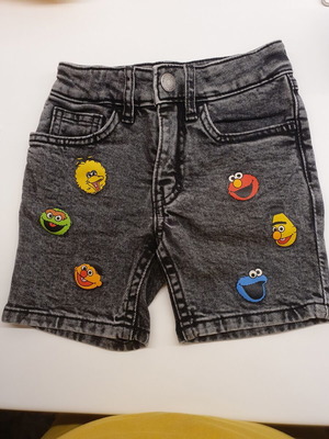 H&M denim bermuda shorts size 92, like new, black and grey