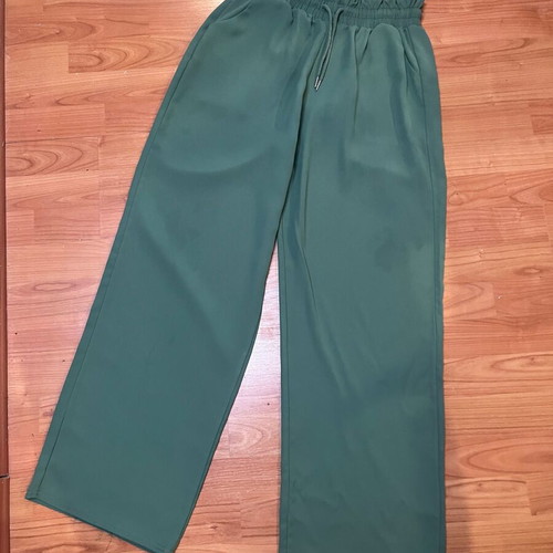 Viscose pants XL like new, dark green, high waist with elastic and drawstring