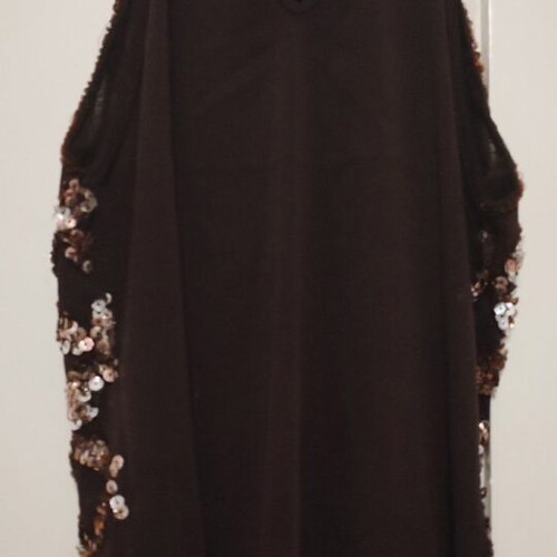 Sleeveless blouse with sequins like new, brown, size S