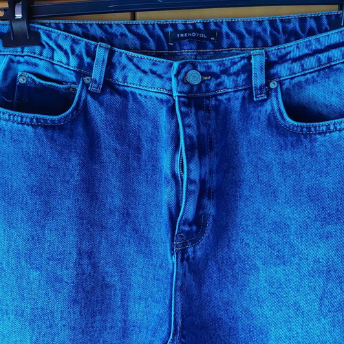 Trendyol High-Waist Jeans New, Straight Fit, Blue, XL