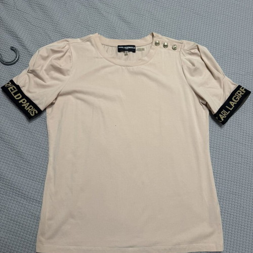 Karl Lagerfeld short sleeve top like new, beige and pink, size S
