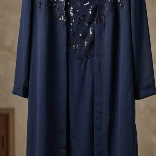 Dress and Bolero jacket new, dark navy blue with sequins and embroidery