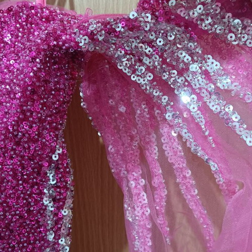 Fuchsia long dress with rhinestones and slit, size M